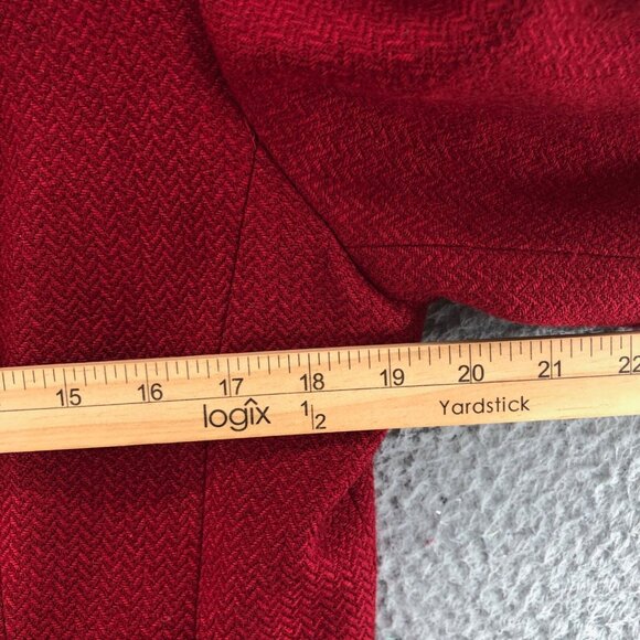 Tahari Blazer Womens 10 Petite Red Wool Blend Shawl Lapel Snap Front Career Work - Picture 7 of 9